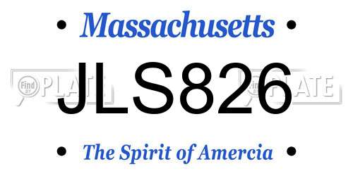 JLS826 Massachusetts License Plate