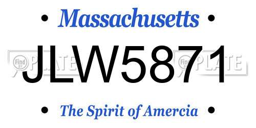 JLW5871 Massachusetts License Plate