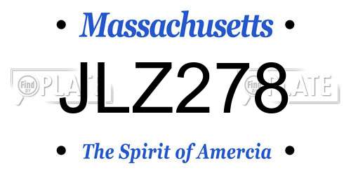 JLZ278 Massachusetts License Plate
