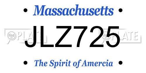 JLZ725 Massachusetts License Plate