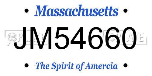 JM54660 Massachusetts License Plate