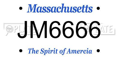 JM6666 Massachusetts License Plate