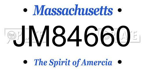 JM84660 Massachusetts License Plate
