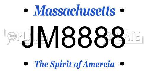 JM8888 Massachusetts License Plate