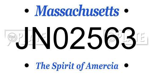 JN02563 Massachusetts License Plate