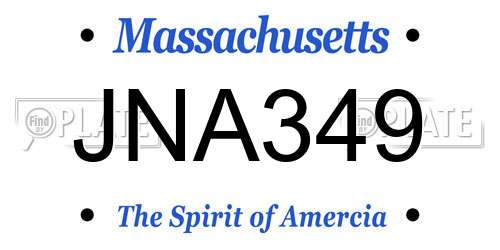 JNA349 Massachusetts License Plate