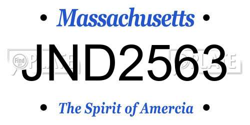 JND2563 Massachusetts License Plate