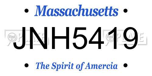 JNH5419 Massachusetts License Plate