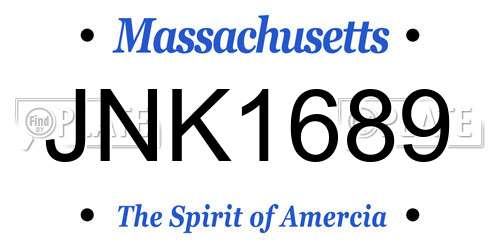 JNK1689 Massachusetts License Plate