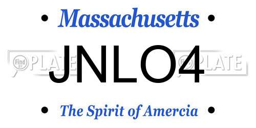 JNLO4 Massachusetts License Plate