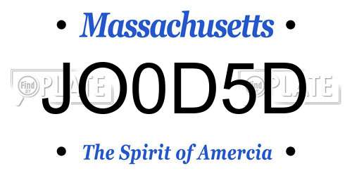 JO0D5D Massachusetts License Plate