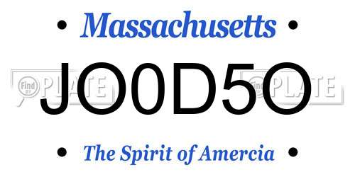 JO0D5O Massachusetts License Plate