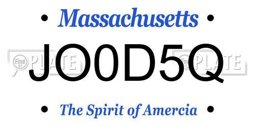 JO0D5Q Massachusetts License Plate