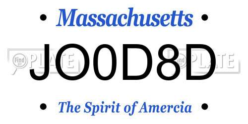 JO0D8D Massachusetts License Plate