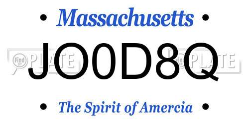 JO0D8Q Massachusetts License Plate
