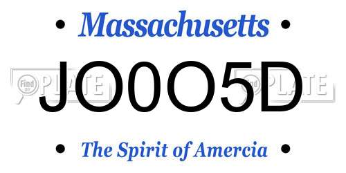 JO0O5D Massachusetts License Plate