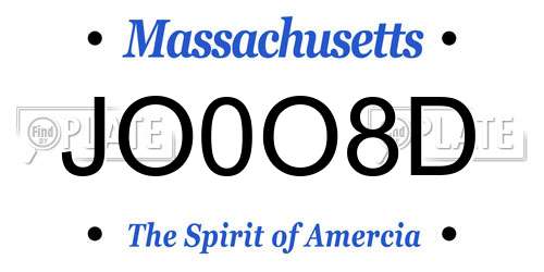 JO0O8D Massachusetts License Plate