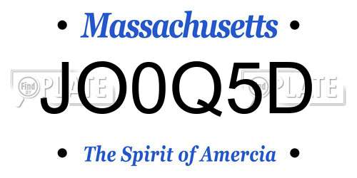 JO0Q5D Massachusetts License Plate