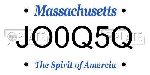 JO0Q5Q Massachusetts License Plate
