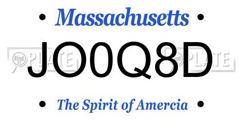 JO0Q8D Massachusetts License Plate