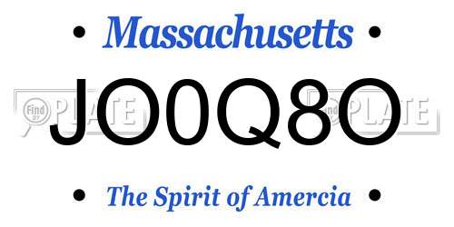 JO0Q8O Massachusetts License Plate