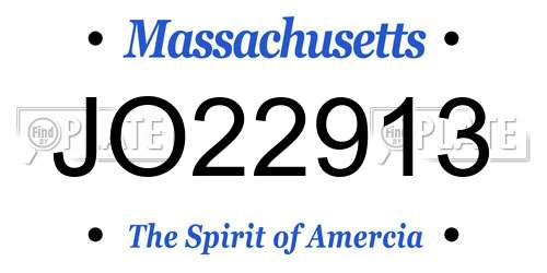 JO22913 Massachusetts License Plate