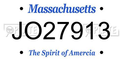 JO27913 Massachusetts License Plate