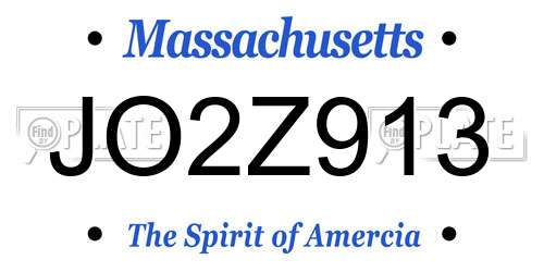 JO2Z913 Massachusetts License Plate
