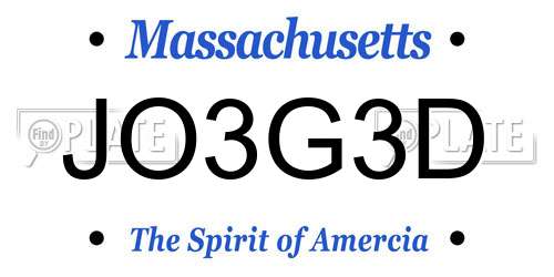 JO3G3D Massachusetts License Plate