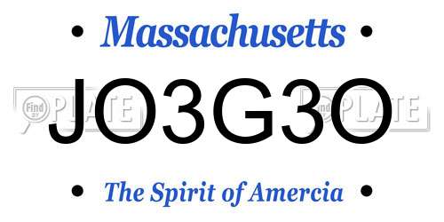 JO3G3O Massachusetts License Plate