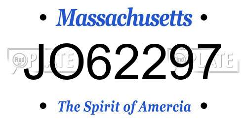 JO62297 Massachusetts License Plate