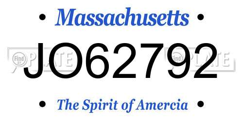 JO62792 Massachusetts License Plate