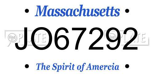 JO67292 Massachusetts License Plate