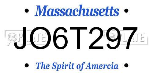 JO6T297 Massachusetts License Plate