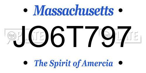 JO6T797 Massachusetts License Plate