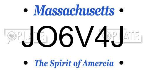 JO6V4J Massachusetts License Plate