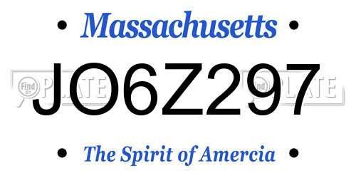 JO6Z297 Massachusetts License Plate