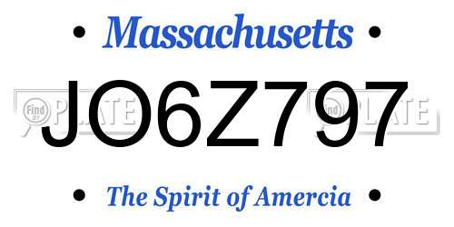 JO6Z797 Massachusetts License Plate
