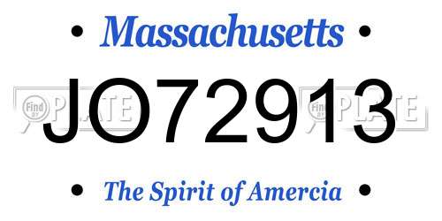 JO72913 Massachusetts License Plate