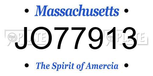 JO77913 Massachusetts License Plate