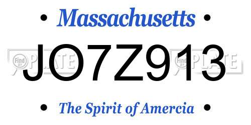 JO7Z913 Massachusetts License Plate