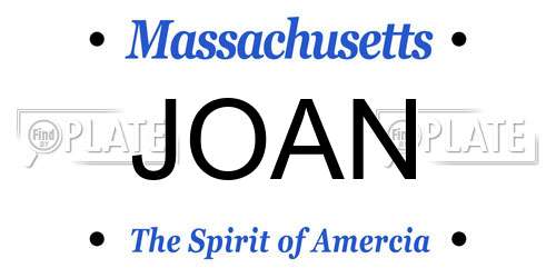 JOAN Massachusetts License Plate