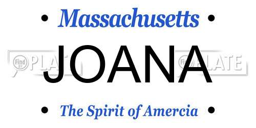 JOANA Massachusetts License Plate