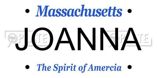 JOANNA Massachusetts License Plate