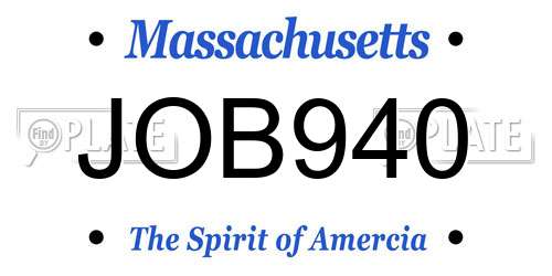 JOB940 Massachusetts License Plate