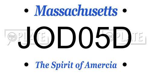 JOD05D Massachusetts License Plate