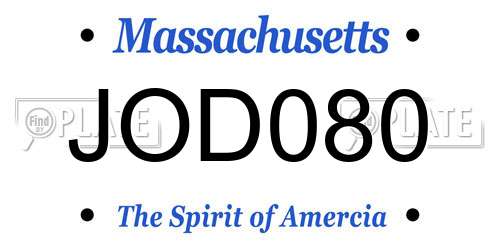 JOD080 Massachusetts License Plate