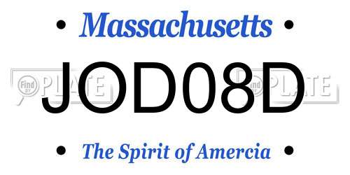 JOD08D Massachusetts License Plate
