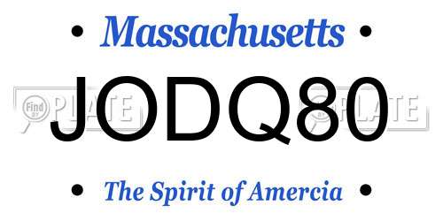 JODQ80 Massachusetts License Plate