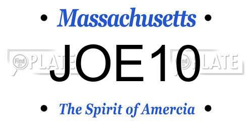 JOE10 Massachusetts License Plate